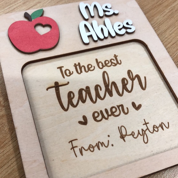 Wooden Announcement, Flower Announcement Sign, Teacher Name Sign, Photo Sign - Picture 3 of 4